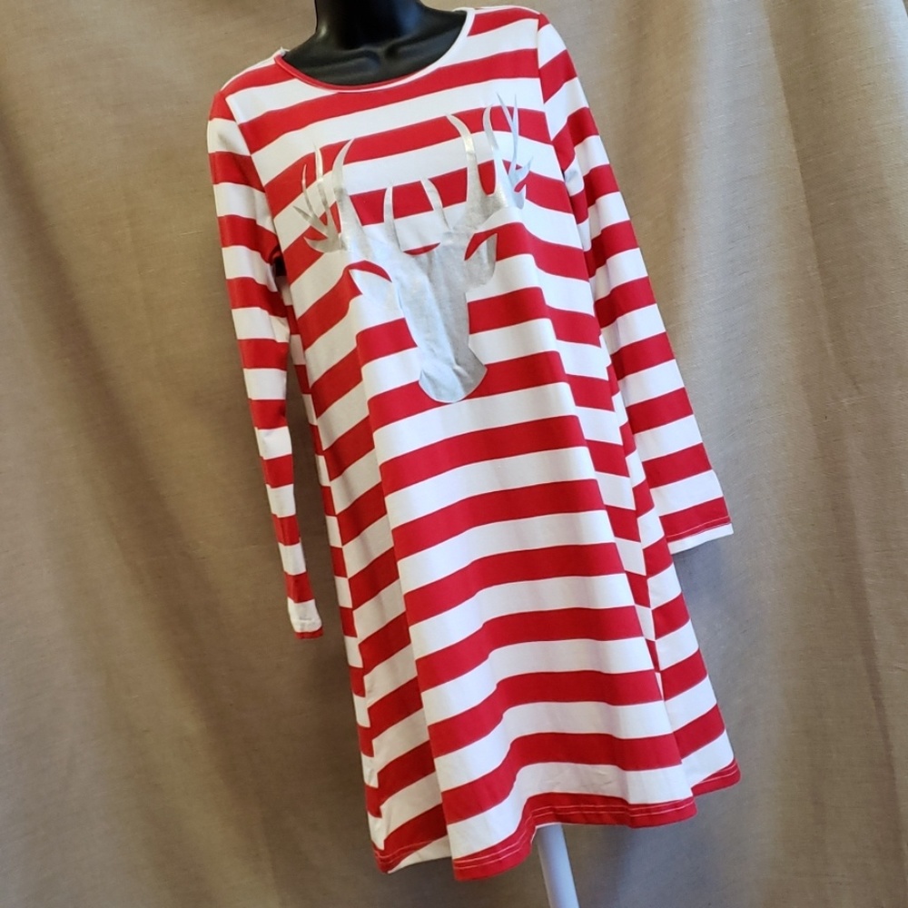 Ouges red/white stripe deer dress